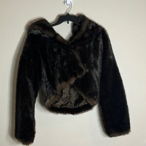 Express Faux Fur Jacket - Dark Brown